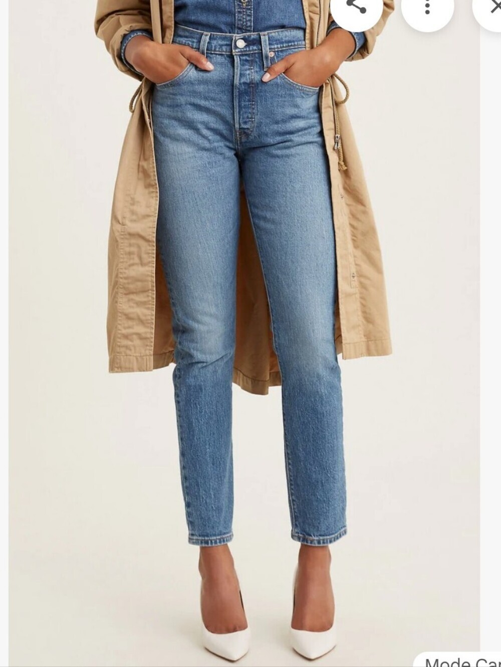 Levi's 501 S Skinny Filiform 26 Medium Wash Button Fly
